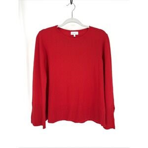 Bianco &  Blu Sweater Womens Small Red Merino Cashmere Luxury Split Sleeve